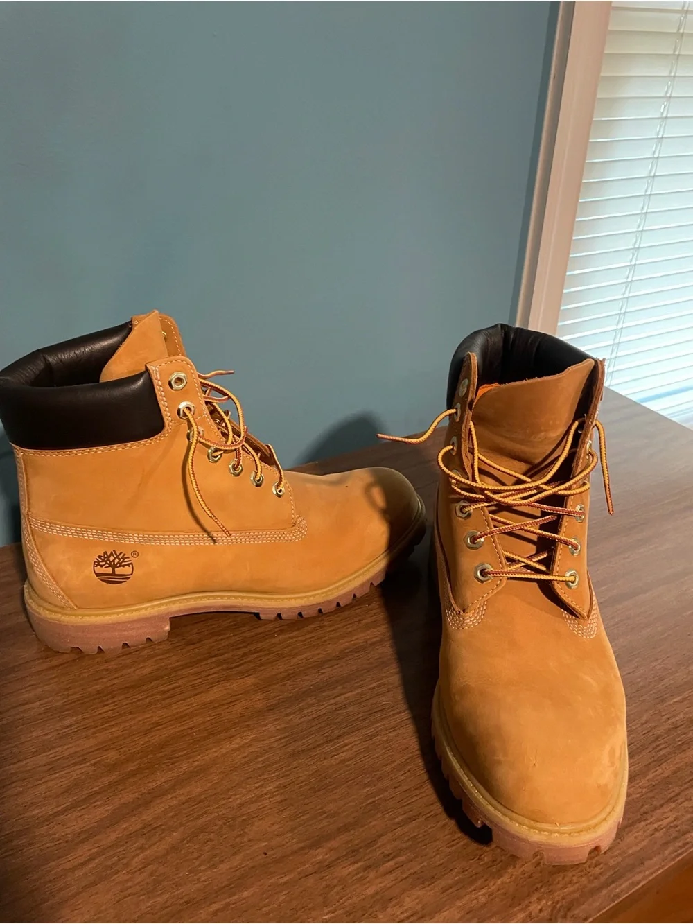 Timberland Wheat Nubuck Work Boots with Black Collar